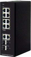 Коммутатор GIGALINK, L2, индустриальный на DIN рейку, 8 PoE 10/100/1000Мбит/с (af/at), 2 PoE 10/100/1000Мбит/с (BT), 2 SFP 1000Мбит/с, 2 SFP 2.5Гбит/с, 1 Console, питание 48В (блок питания поставляется отдельно 420 Ватт)