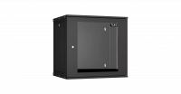Шкаф настенный 12U, Ш600хГ450, стеклянная дверь, цельнометаллические стенки, черный