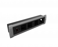 Блок настольный встраиваемый, с выключателем нагрузки на 4 модуля (45х45мм) для креп. к столу (алюмин.)