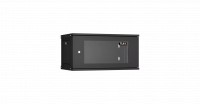 Шкаф настенный 6U, Ш600хГ350, 6U, Ш600хГ350, стеклянная дверь, цельнометаллические стенки, черный