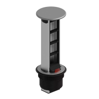 Блок розеточный встраеваемый в стол, 4 поста (45х45мм) IP54, с выключателем нагрузки (алюм+латунь)