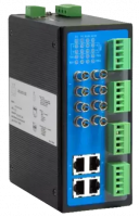 Промышленный управляемый коммутатор, 4 порта 10/100 Мбит/с Base-T, 4 порта 100Base-FX (ST), до 20 км, 4 порта RS-232/422/485