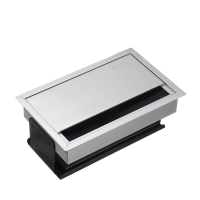 Люк настольный встраиваемый на 4 модуля (45х45мм) с крышкой, алюминий IP20