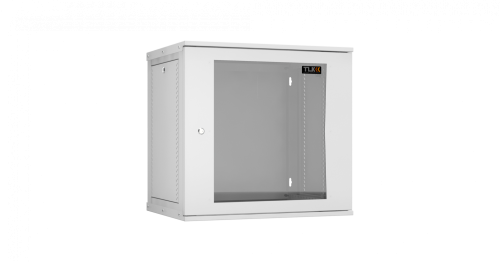 Шкаф настенный 12U, Ш600хГ450, стеклянная дверь, цельнометаллические стенки, серый