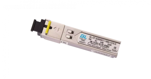 Модуль GIGALINK SFP, WDM, 1,25Гбит/c, одно волокно SM, SC, Tx:1550/Rx:1310 нм, DDM, 8 дБ (до 3 км)