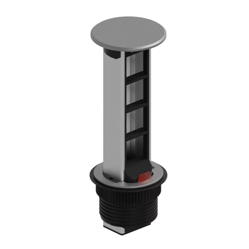 Блок розеточный встраеваемый в стол, 4 поста (45х45мм) IP54, с выключателем нагрузки (алюм+латунь)