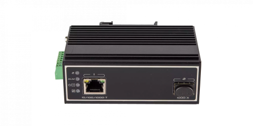 Оптический медиаконвертер индустриальный GIGALINK UTP-SFP, 10/100/1000Мбит/с в 1000Мбит, питание 12-60В (блок питания поставляется отдельно)