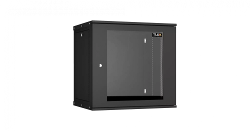 Шкаф настенный 12U, Ш600хГ450, стеклянная дверь, цельнометаллические стенки, черный
