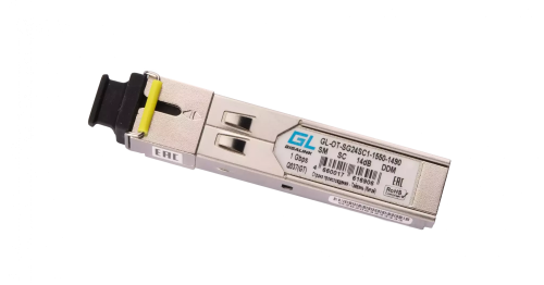 Модуль GIGALINK SFP, WDM, 1,25Гбит/c, одно волокно SM, SC, Tx:1550/Rx:1490 нм, DDM, 24 дБ (до 80 км)