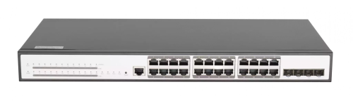 Управляемый PoE коммутатор GIGALINK, L2+ Stack, 24 10/1000/1000Мб/с PoE BASE-T, 4 порта 1/10Гб/с SFP+, 1 консольный порт, 400Вт