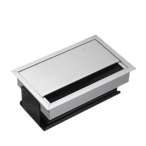 Люк настольный встраиваемый на 2 модуля (45х45мм) с крышкой, алюминий IP20