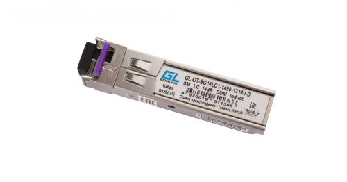 Модуль промышленный GIGALINK SFP, WDM, 1,25Гбит/c, одно волокно SM, LC, Tx:1490/Rx:1310 нм, 14 дБ, DDM (до 20 км)