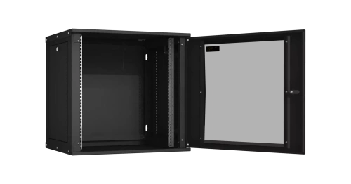 Шкаф настенный 12U, Ш600хГ450, стеклянная дверь, цельнометаллические стенки, черный