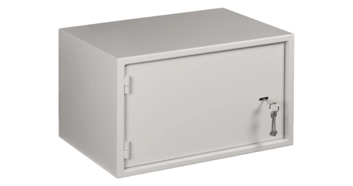 Настенный антивандальный шкаф с дверью на петлях, 7U, Ш520хВ320хГ400мм, серый